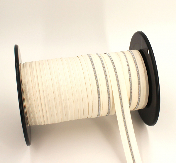 Endlosreißverschluss metallisiert schmal naturweiß/silber (1m)